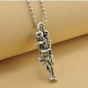 Stainless Steel Skelton Skull Pendant Necklace
